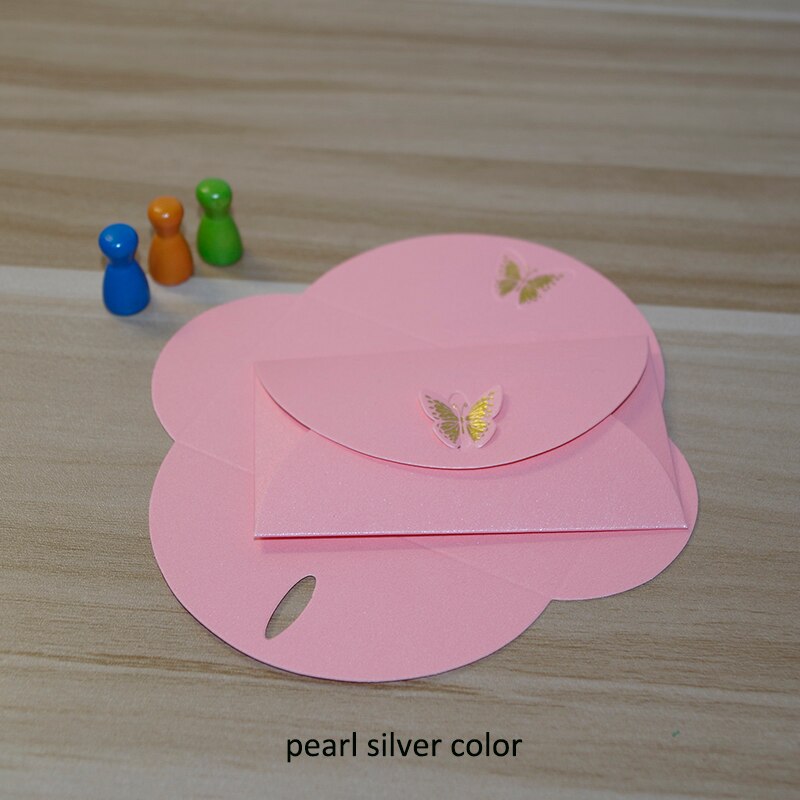 100 pçs/lote 10x6 cm 250gsm embrassed Bonito de ouro Borboleta Clasp Envelopes/Convite da Festa de casamento, coisas Vip cartões, Namecards: pearl Pink color