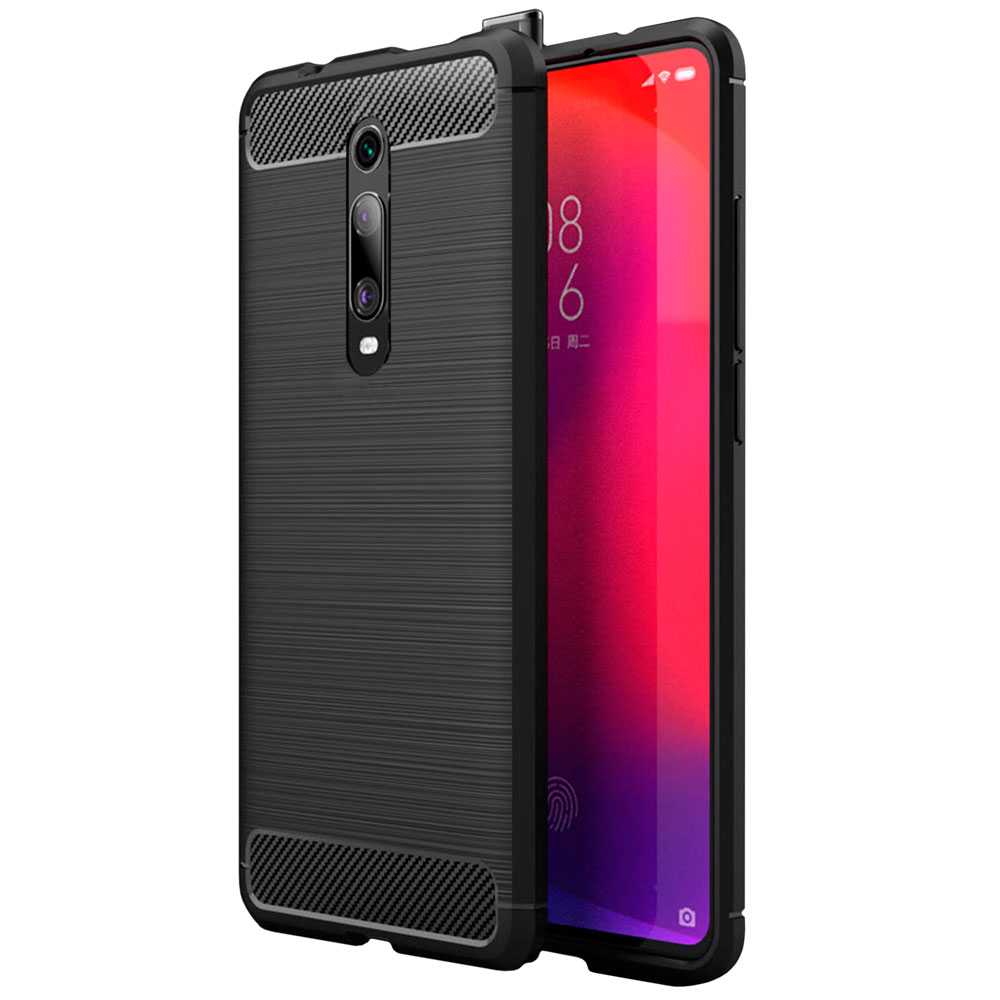 Custodia TPU con Disegno in Fibra di Carbonio per Xiaomi Mi 9T Nero Copertura Protettiva Protezione silicone gel paraurti