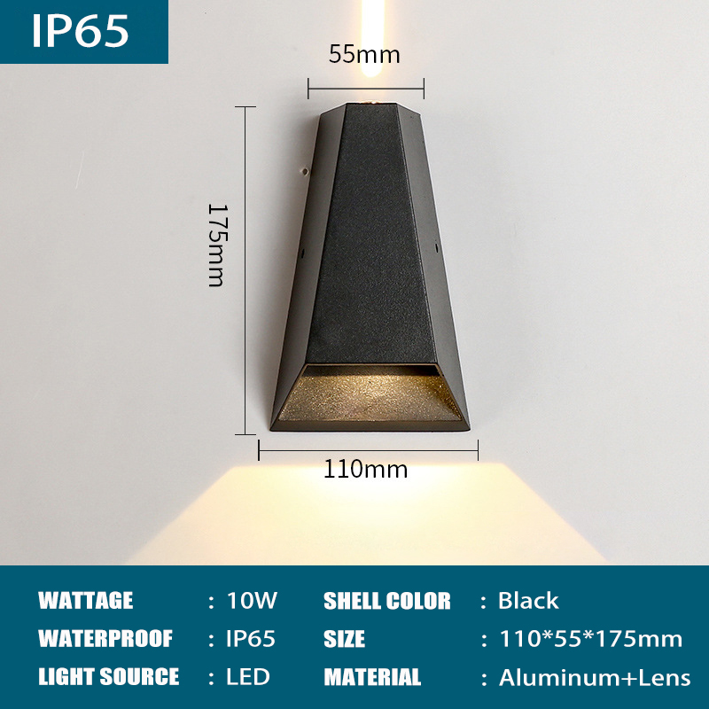 IP65 Waterdichte Led Wandlamp Outdoor Aluminium 6W 10W Wandlampen Veranda Tuin Hek Indoor Moderne Nordic Blaker lampen 85-265V: Licht Geel / changeable