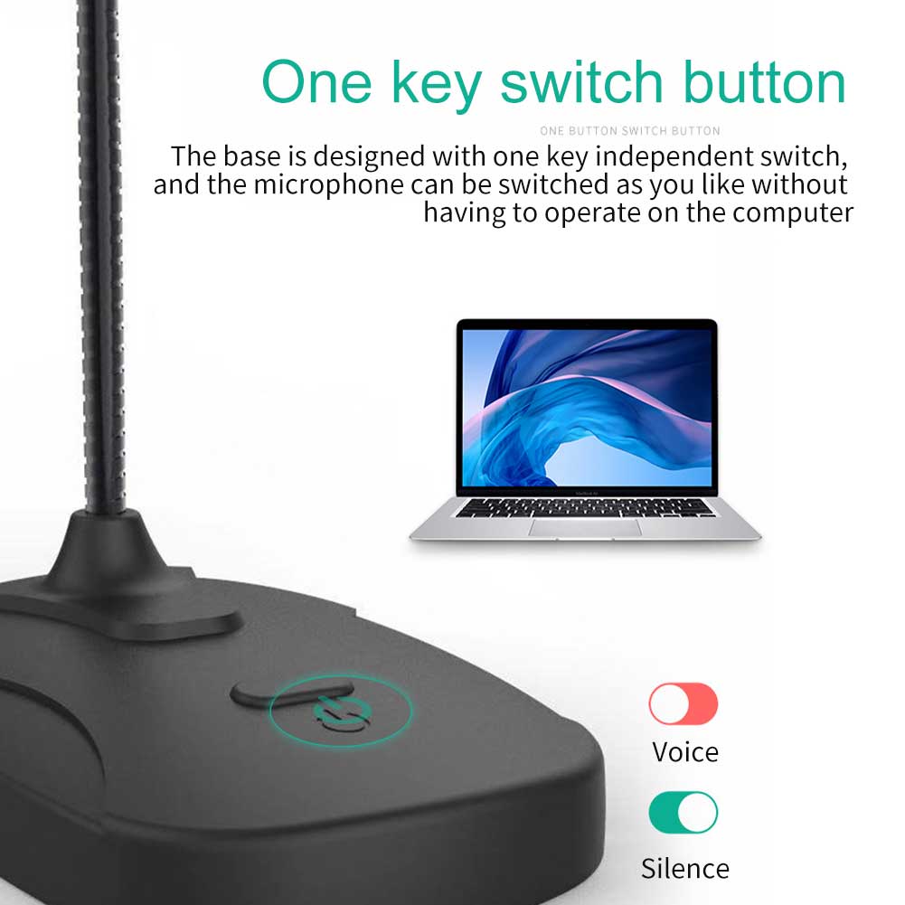 Gooseneck USB Desktop 360° adjust freely Studio Speech Microphone Condenser With Mute Button For Computer Gaming