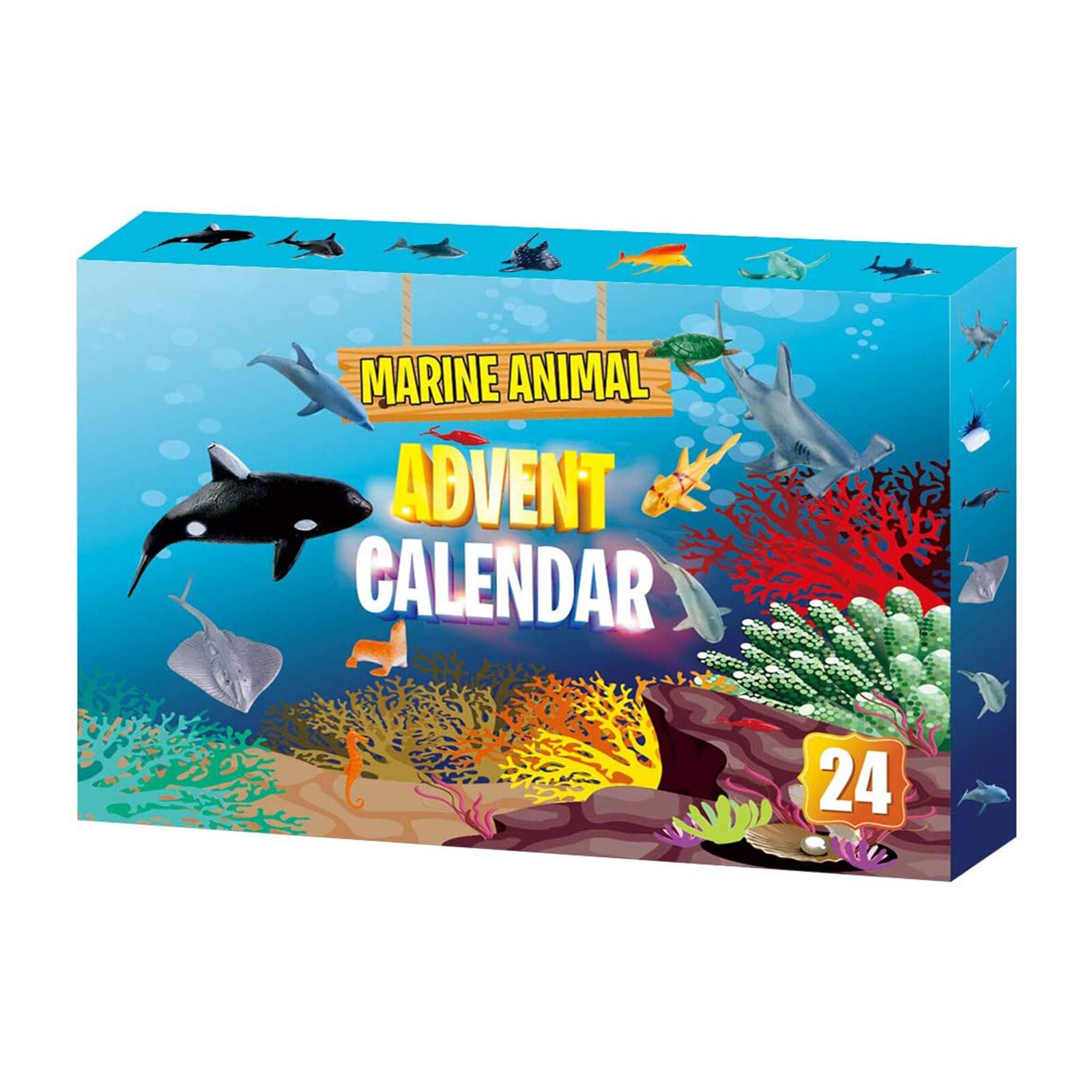 Jul adventskalender 24 st marina djur leksak julnedräkning för barn pojkar och flickor  m09