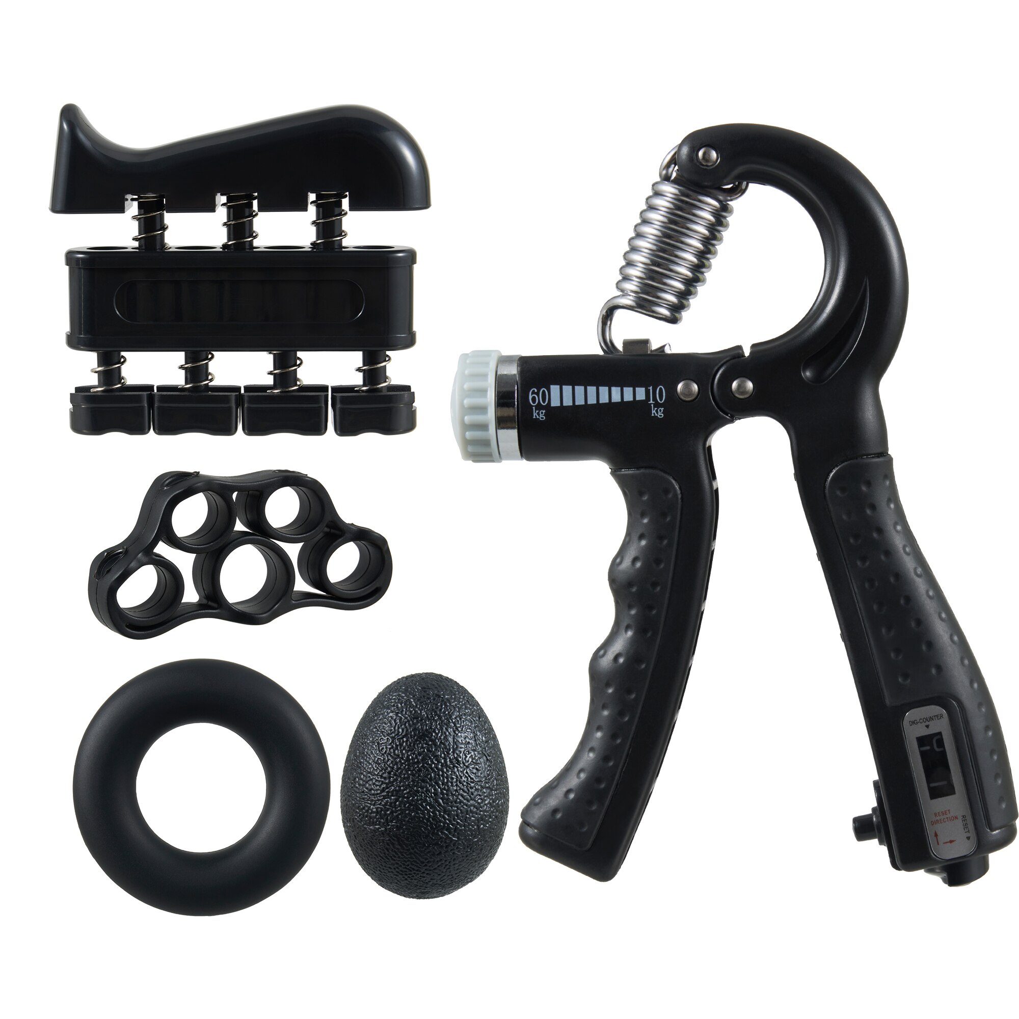 R-Shape Adjustable Hand Grip Sports Strength Countable Exercise Strengthener Gripper Spring Finger Pinch Carpal Expander: B black 5pcs