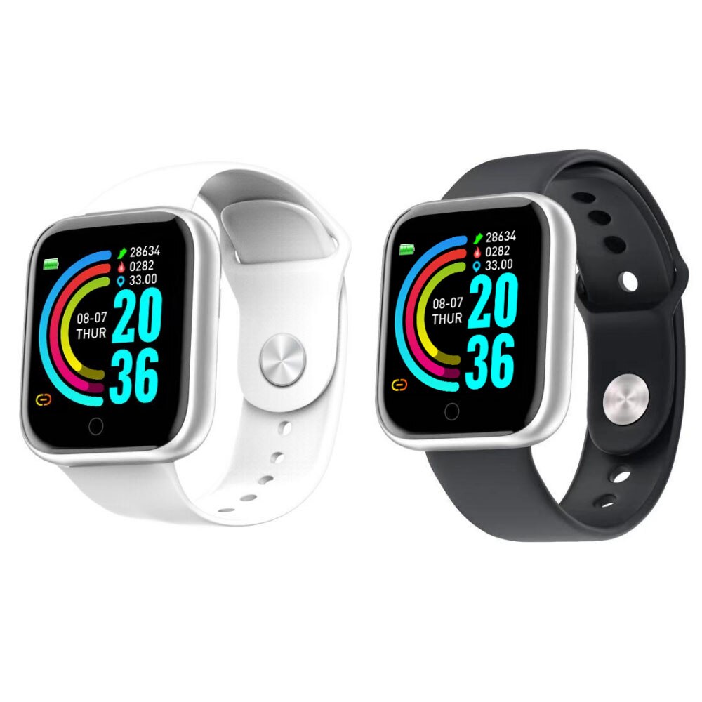 2PCS Y68 Smart Watch Fitness Tracker Blood Pressure Smartwatches Waterproof Heart Rate Monitor Bluetooth Smart Wristwatch: 1C 1D
