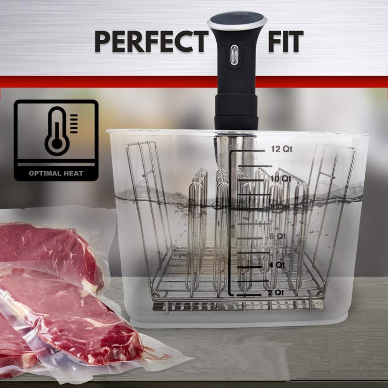 Sous vide -stativ i rustfrit stål til de fleste 11l sous vide komfurbeholdere aftagelige skillevægge separator til nedsænkningscirkulator