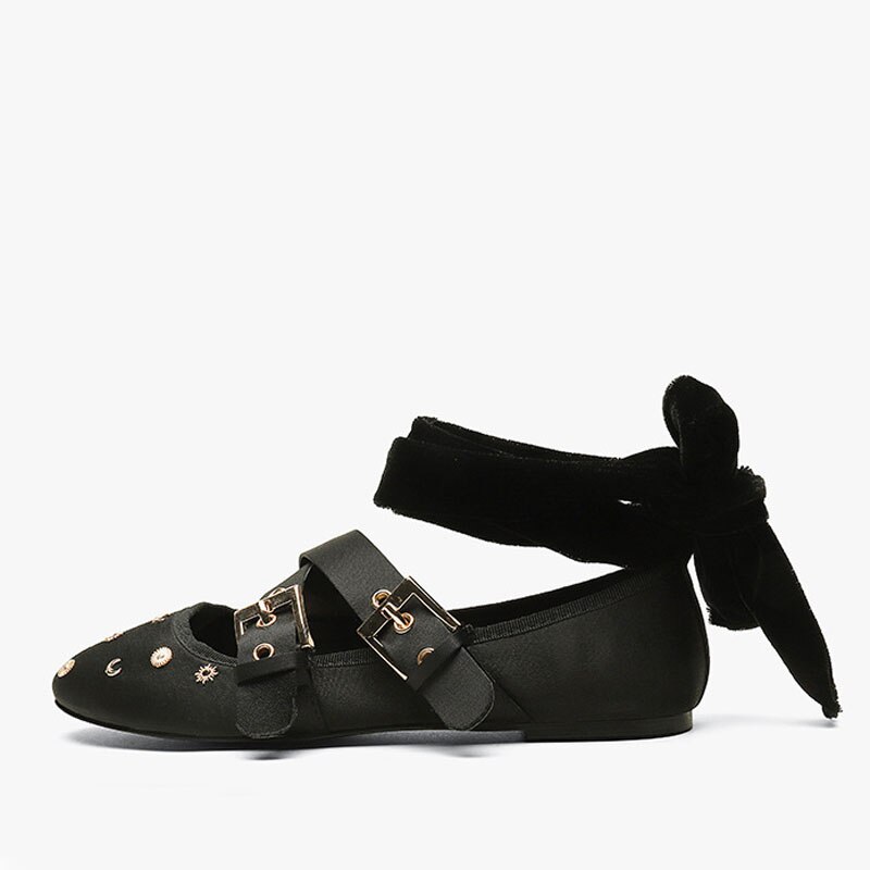 Teahoo enkelband dames ballerina's kruis 2 gesp band dames casual zachte ballerina's enkele schoenen muje