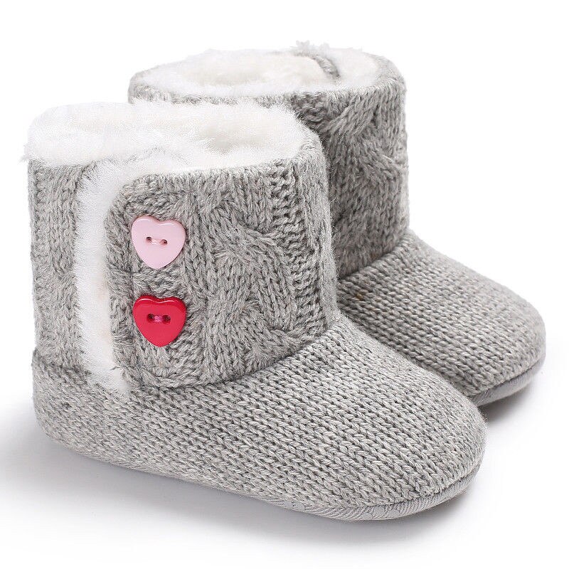 Invierno recién nacido bebé niñas niños arranque Crochet tejido de lana Fondo suave Unisex zapatos Cute botas de nieve niño pequeño zapatos 0-18M