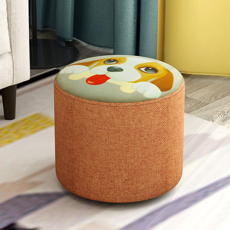 Nordic Household Small Stool Bench Low Sofa Stool Fabric Round Small Chair Shoe Changing Small Wooden Stool
