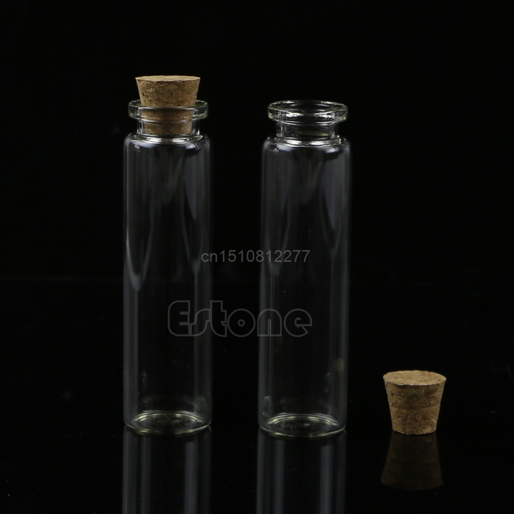 30Pcs 20 Ml Mini Kleine Tiny Clear Kurk Glazen Flessen Flesjes Kruidenier D15