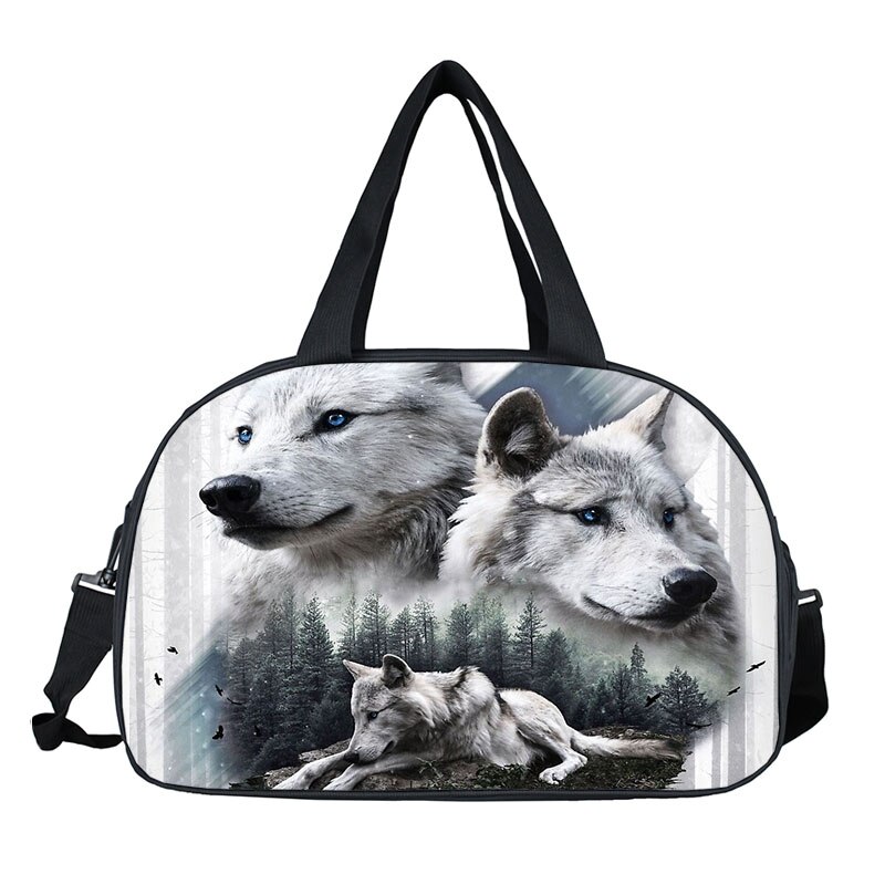 Wolf Howling Moon Travel Duffle Bag Women Handbags Ladies Larger Capacity Storage Bags Multifunctional Travel Totes Shoes Holder