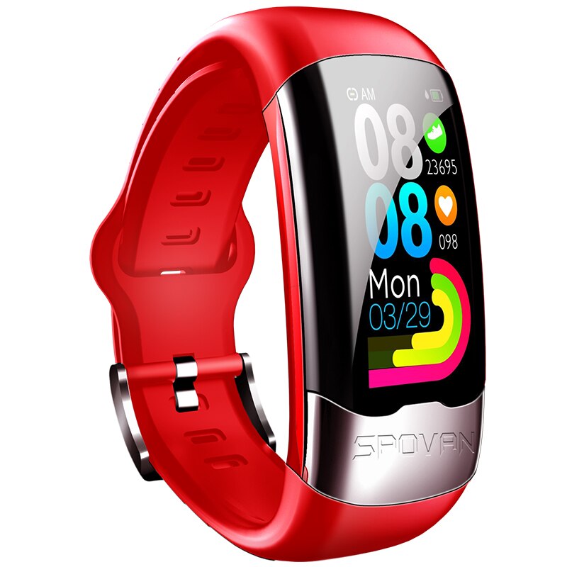 Smart Band Ecg Ppg Hrv Cardio Monitor Armband Stappenteller Bloeddruk Sport Activiteit Tracker Smart Polsband Mannen Vrouwen IP67: Red