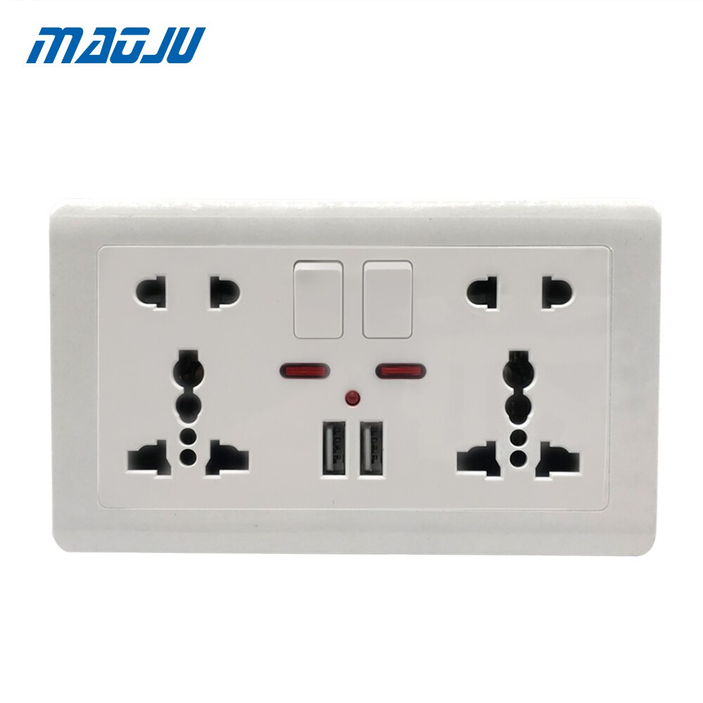Socket with usb 2.1A 16A white PC Panel 146*86mm Russia Spain Wall Socket British UK 13A Standard Wall Power Outlet