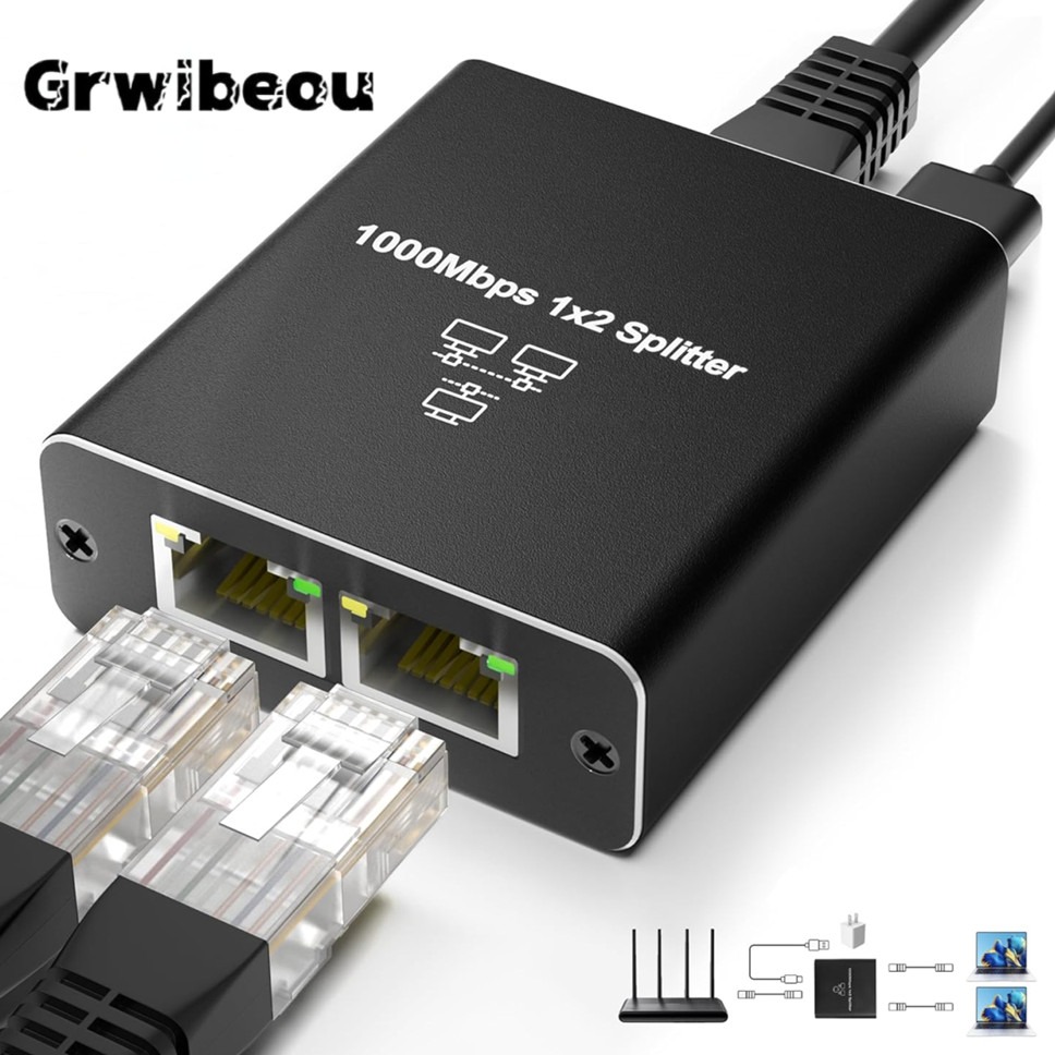 Gigabit ethernet divisor rj45 divisor adaptador de extensão gigabit 1000mbps conector de rede 1 a 2 para pc portátil tv box roteador