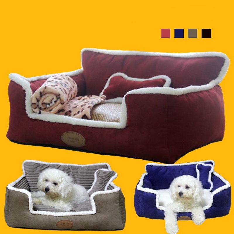 Niche de luxe amovible et lavable pour chien, niche douce et chaude pour chat, lit pour chiot, confortable, grand canapé pour animaux de compagnie, tapis et coussin