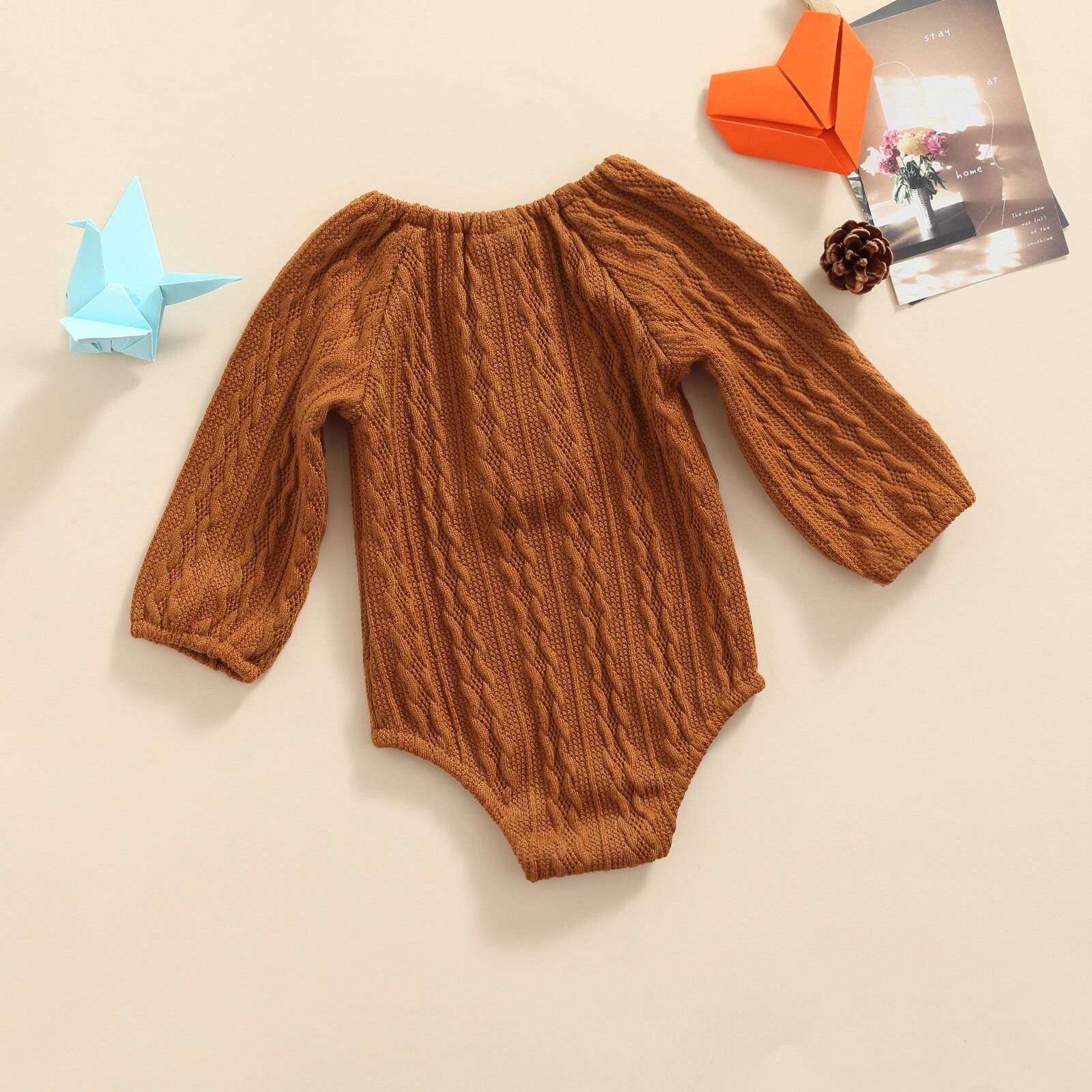 Herbstliche babykleidung für neugeborene, jungen und mädchen: einfarbiger strickbody aus baumwolle, langärmeliger Baby-Overall, süße babykleidung