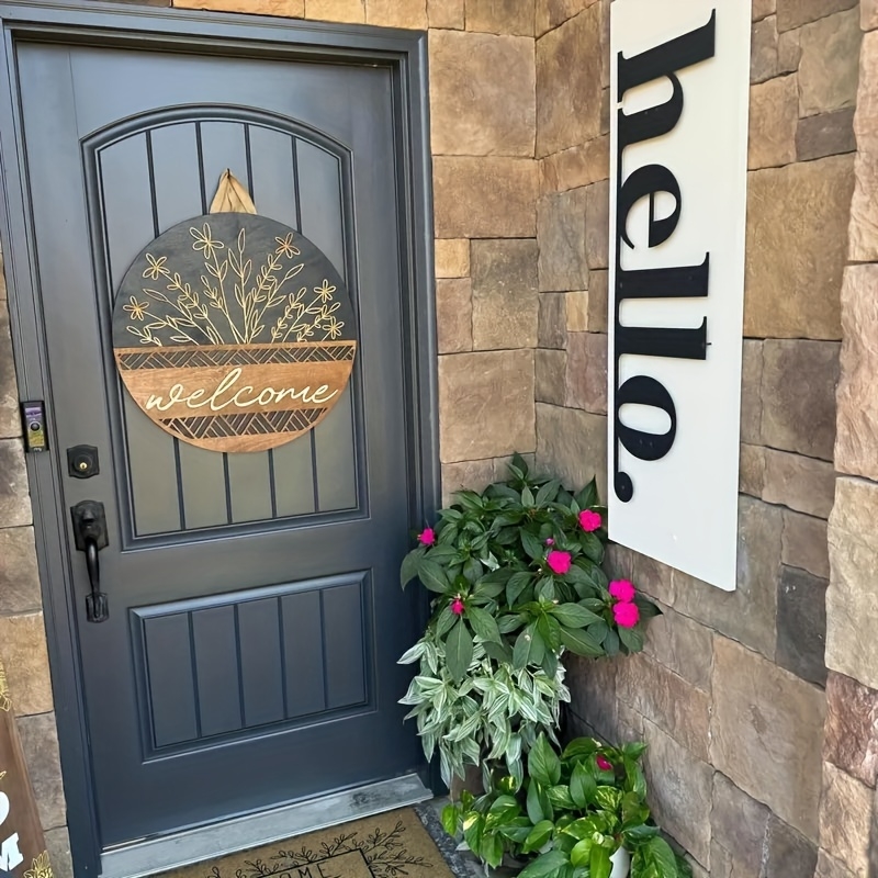 8-calowy drewniany okrągły znak powitalny z kwiatowym motylkowym wzorem Kolorowy nadruk 2D Tablica na drzwi Kawiarnia Dekoracja prezentu