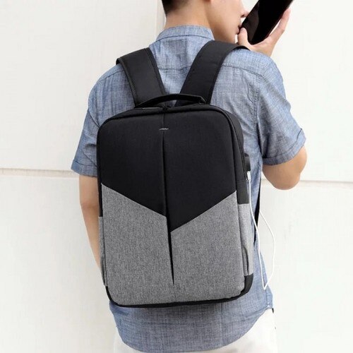 European Bag Black-Gray Fabric Backpack