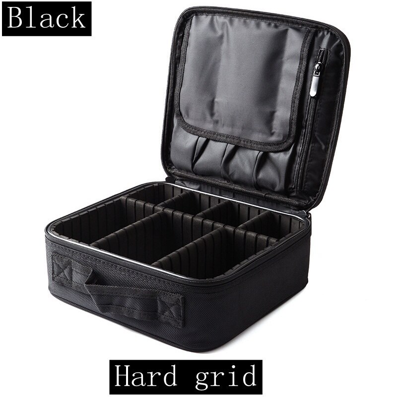 Reizen Noodzakelijke Waterdichte Cosmetische Tas Vrouwen Cosmetische Borstel Make-Up Tas: black hard grid