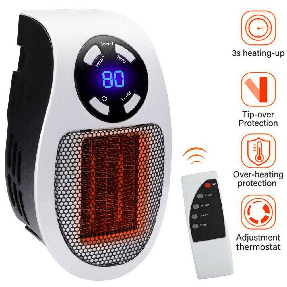 Plug In Wall Electric Heater Portable Heaters Household Radiator With Remote Control Heat Warm Machine 500W Against Cold: US Plug
