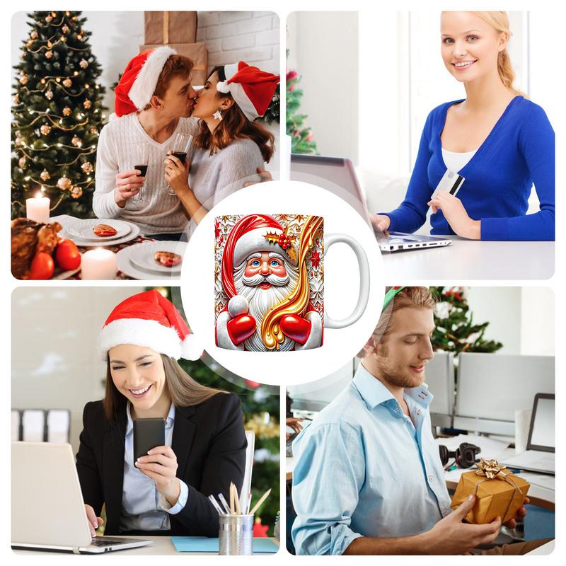 Christmas Santa Claus Ceramic Mug,3D Coffee Mugs, Vintage Water Cups, Tea Milk Mug, Christmas for Kids a