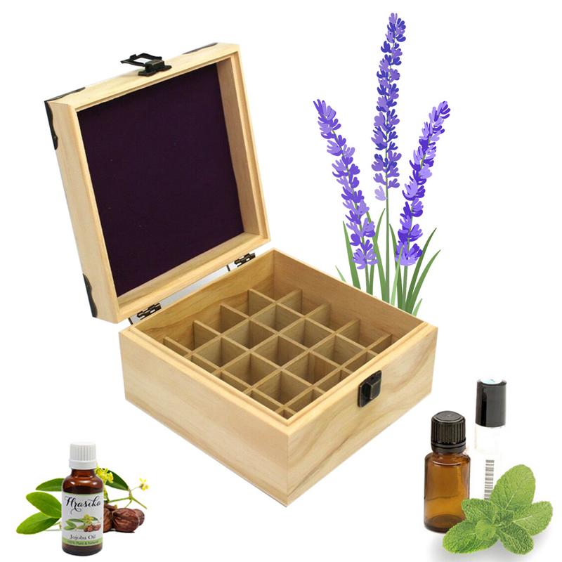 25 Slot Essential Oil Bottle Wooden Storage Box Wood Aromatherapy Organizer Classical Carving Process Essential Oil Storage Box