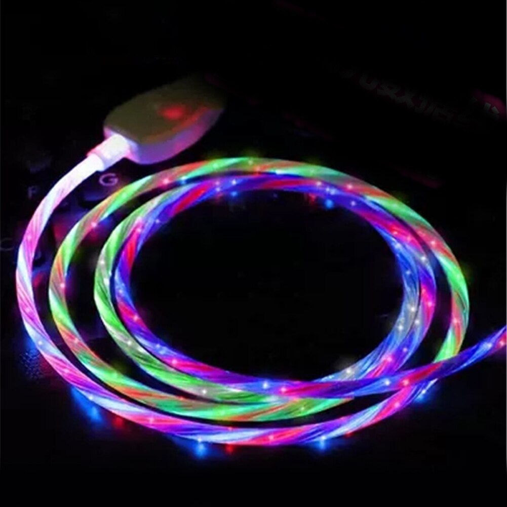 Fluss Luminous Beleuchtung USB Typ C Kabel Für Samsung Galaxy S10 Hinweis 10 S9 Plus Schnelle Lade Ladung USB-C Typ -C Draht Telefon Blei: Colorful