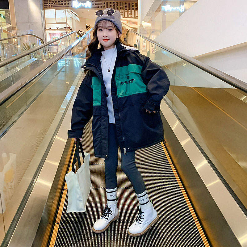 Vestiti invernali per bambina 2022 giacche Patchwork coreane di nuova moda vestiti spessi in cotone caldo per bambini per 5 15 anni