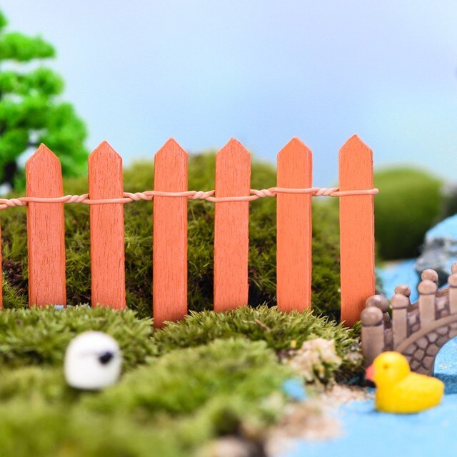 Mini Fence Barrier Fairy Garden Kit DIY Wood Fence Plant Potted Landscape Decor Miniature Terrarium Wooden Craft Fence: Orange