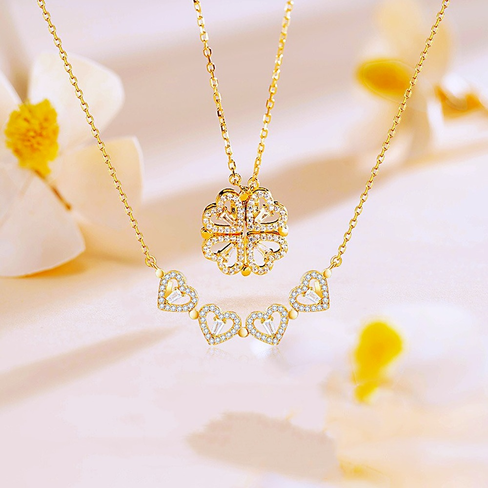 316L Aço Inoxidável Amor Colar Pingente Magnético para Mulheres Colar Trevo Em Forma De Coração Clover Colar Pingente Presente Da Jóia
