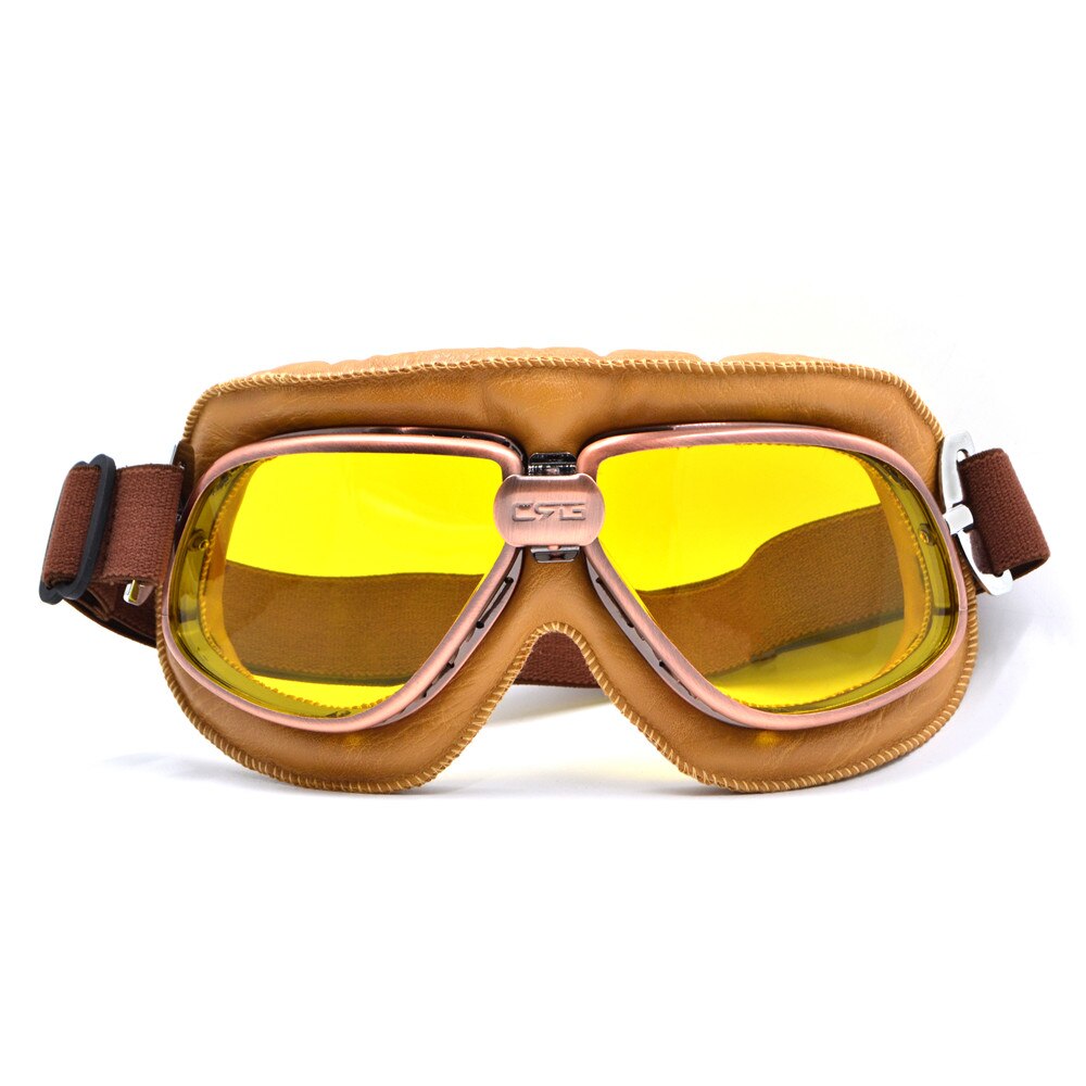 Gafas Retro para motocicleta, lentes clásicas para Moto, Yamaha Pilot Steampunk ATV, casco de cobre: Castaño