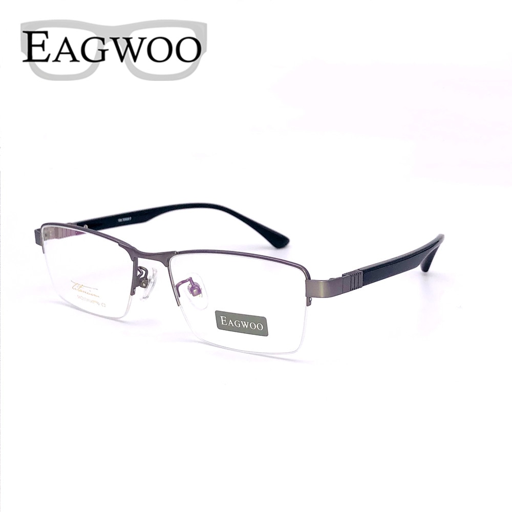 Pure Titanium Eyeglasses Half Rim Optical Frame Prescription Spectacle Men Business Glasses For Men Super Light Flexible Glasses