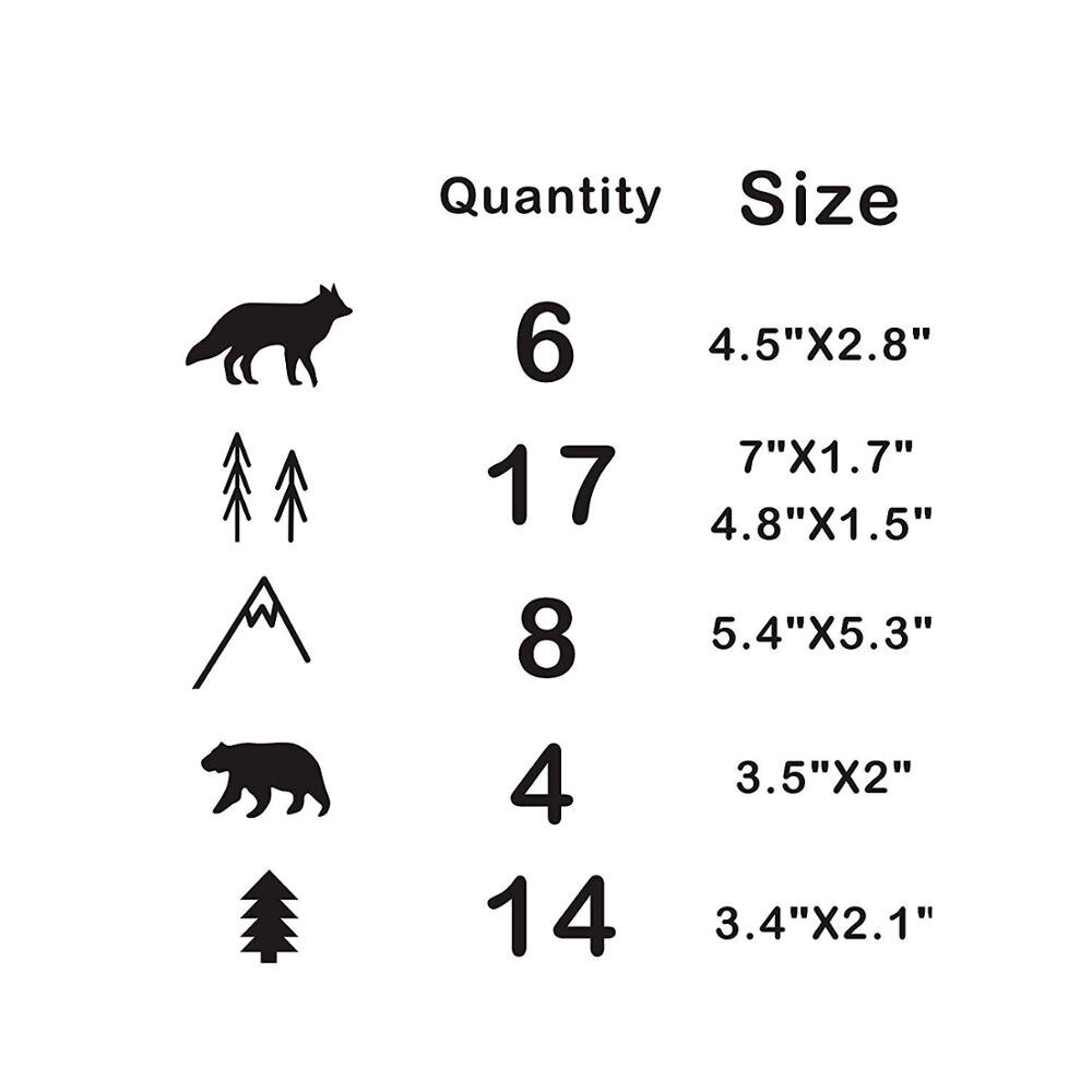 Woodland Animals Trees and Mountains Vinyl Wall Stickers for Bedroom Living Kids Room School Nursery Wall Decals Room Art Decor