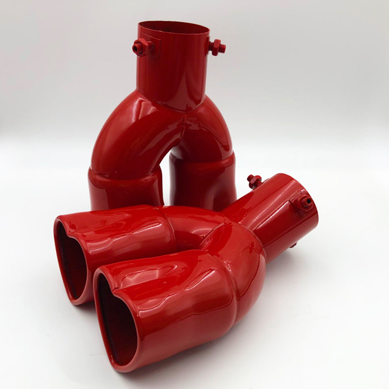 Universal Heart Shape Style Red Pink Exhaust Muffler Tips Stainless Steel Double Out Exhaust Tube Tips Car Accessories