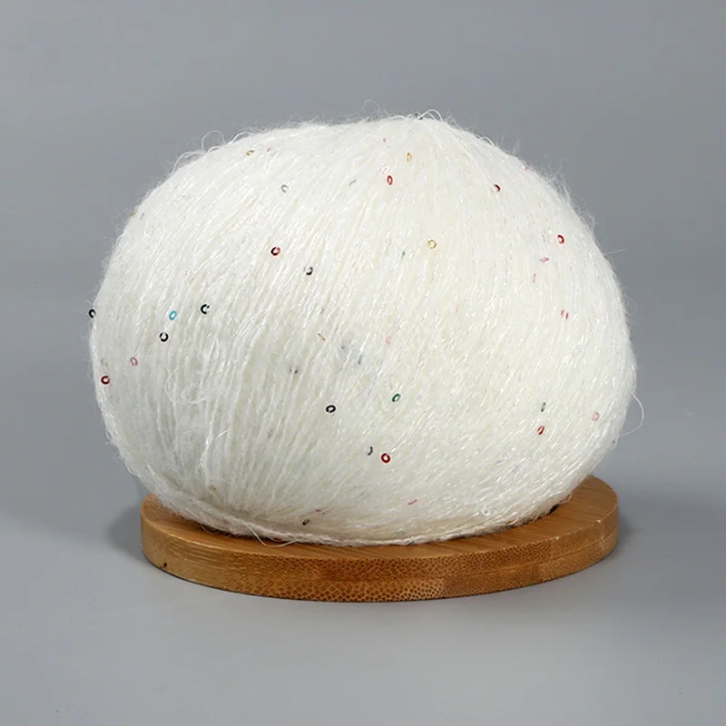 50 g Spitzen-Mohairgarn mit Pailletten, Häkel-Strickgarn mit Lurex, modische Baby-weiche Pullover-Schal-Nadelgarn mit Schlaufen