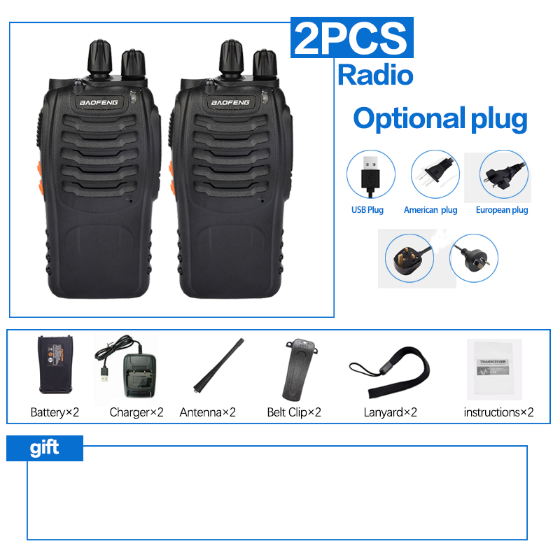 2Pcs/Lot baofeng BF-888S Walkie Talkie Two-way Radio Set BF 888s UHF 400-470MHz 16CH walkie-talkie Radios Transceiver: Red / US
