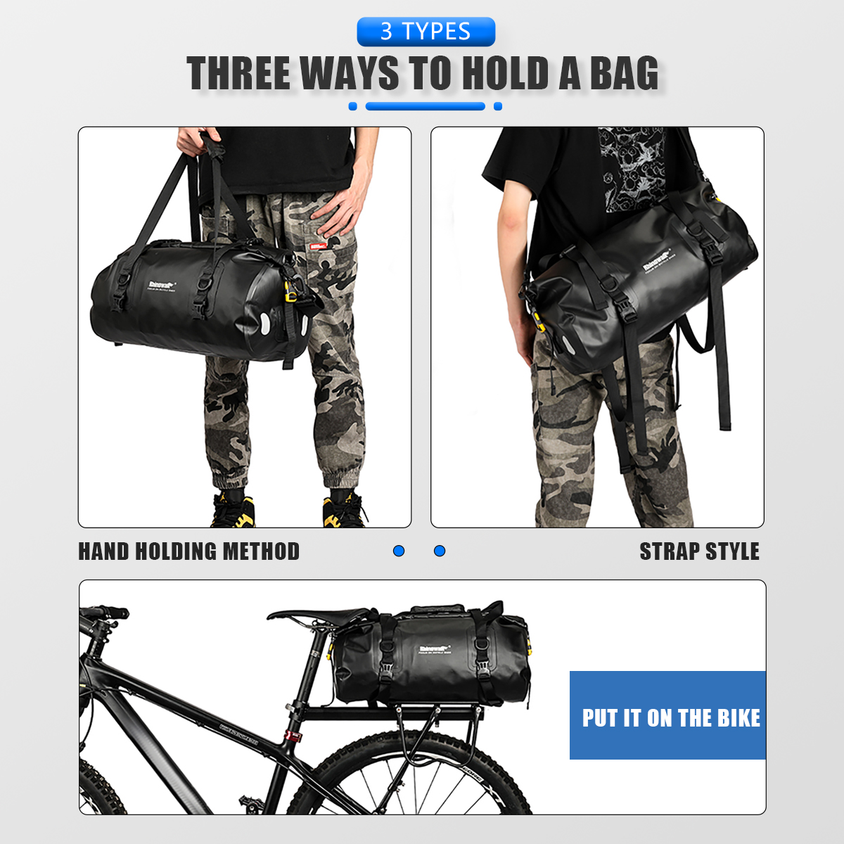 Bolsa impermeable para portaequipajes trasero de bicicleta, bolsas de alforja para bicicletas con capacidad de 20L, bolsa para maletero de bicicleta, bolsa multifuncional para bicicleta