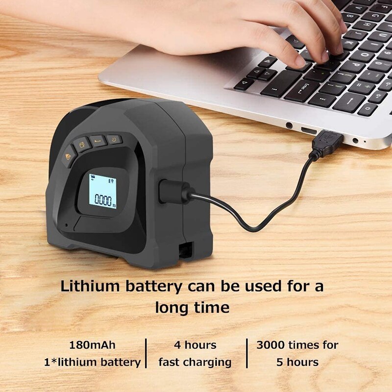 Tape Measure, M/Inch/Ft Distance Area and Volume-Building Measurement Tool LCD Display USB Charging
