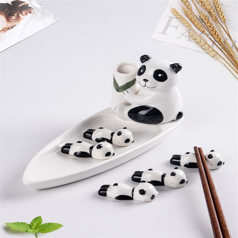 1 set Cute panda shape ceramic Chopsticks holder s... – Vicedeal