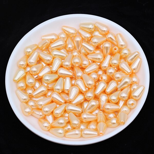 100p 6x10mm gouttelette ABS Imitation perle entretoise perles en vrac pour collier de perles bricolage boucle d'oreille fabrication de bijoux fournitures: peach