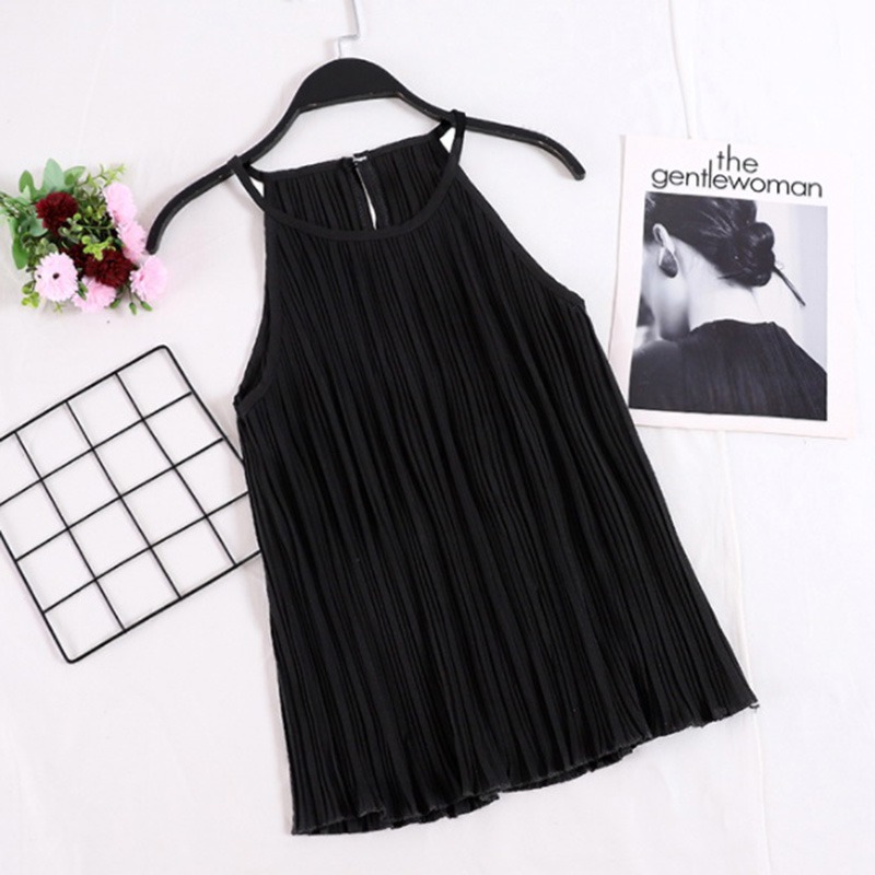 Vrouwen Zomer Hemdje Chiffon Halter Off Shoulder O Hals Vest Slim Tank Tops: B