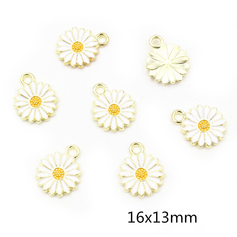 20Pcs 7-Kleuren Legering Metal Olie Colorblock Madeliefjes Charme Bloem Hanger Voor Diy Armband Ketting Sieraden Maken bevindingen: Black Zinc Plated