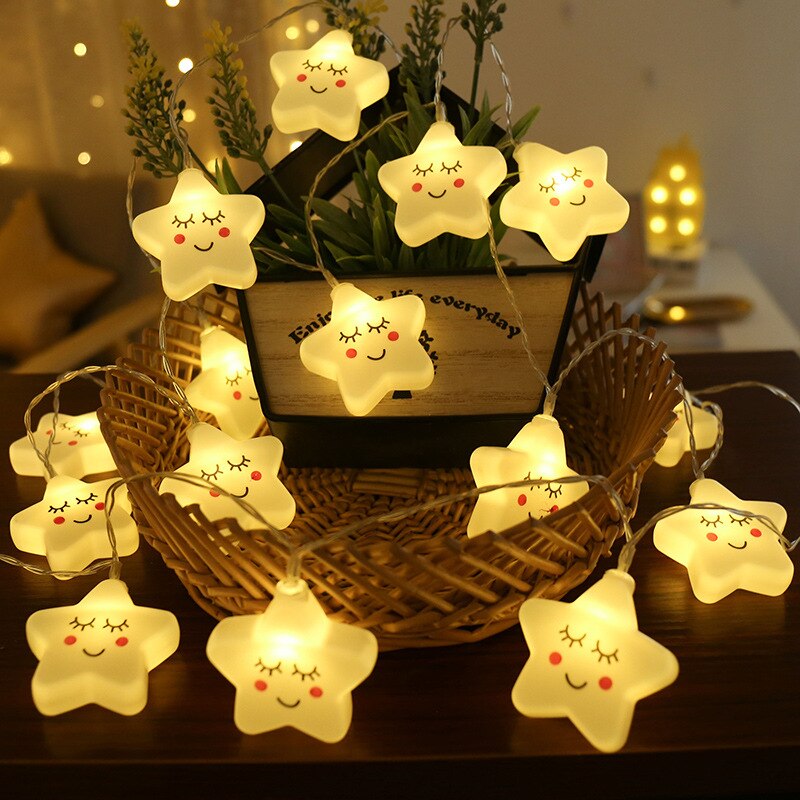 Guirnalda de luces Led con de nubes y estrellas para decoración del hogar, guirnalda bonita de Navidad para habitación de bebé, bricolaje, Año , boda, 6m/3m/1,5 m