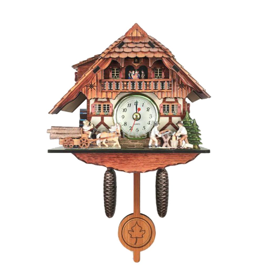European Pastoral Wooden Cuckoo Wall Clock for Living Room Bedroom Decoration