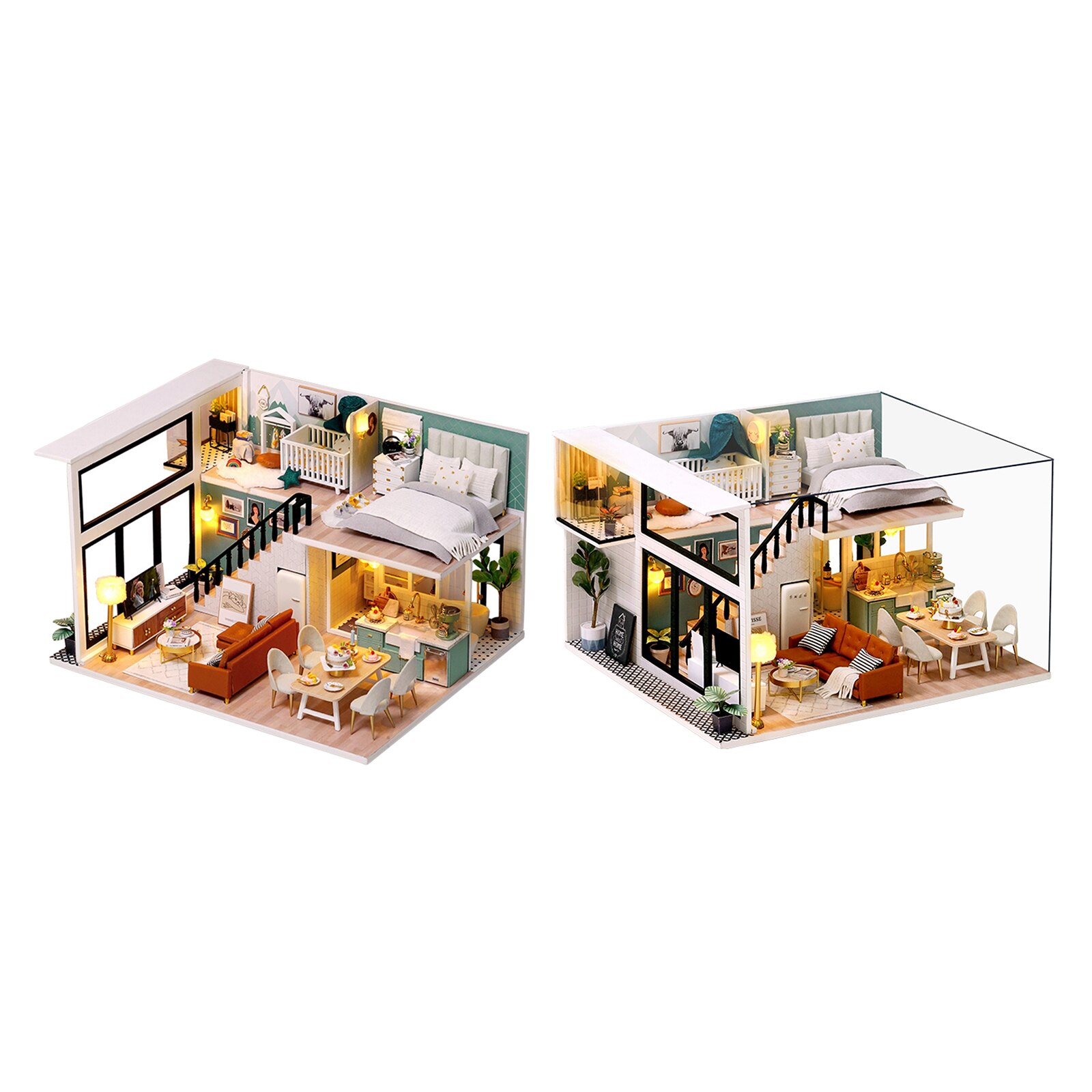 Diy Miniatuur Poppenhuis Kit Appartement Diy Poppenhuis Kit Met Houten Meubels Licht Huis Speelgoed Voor Volwassenen