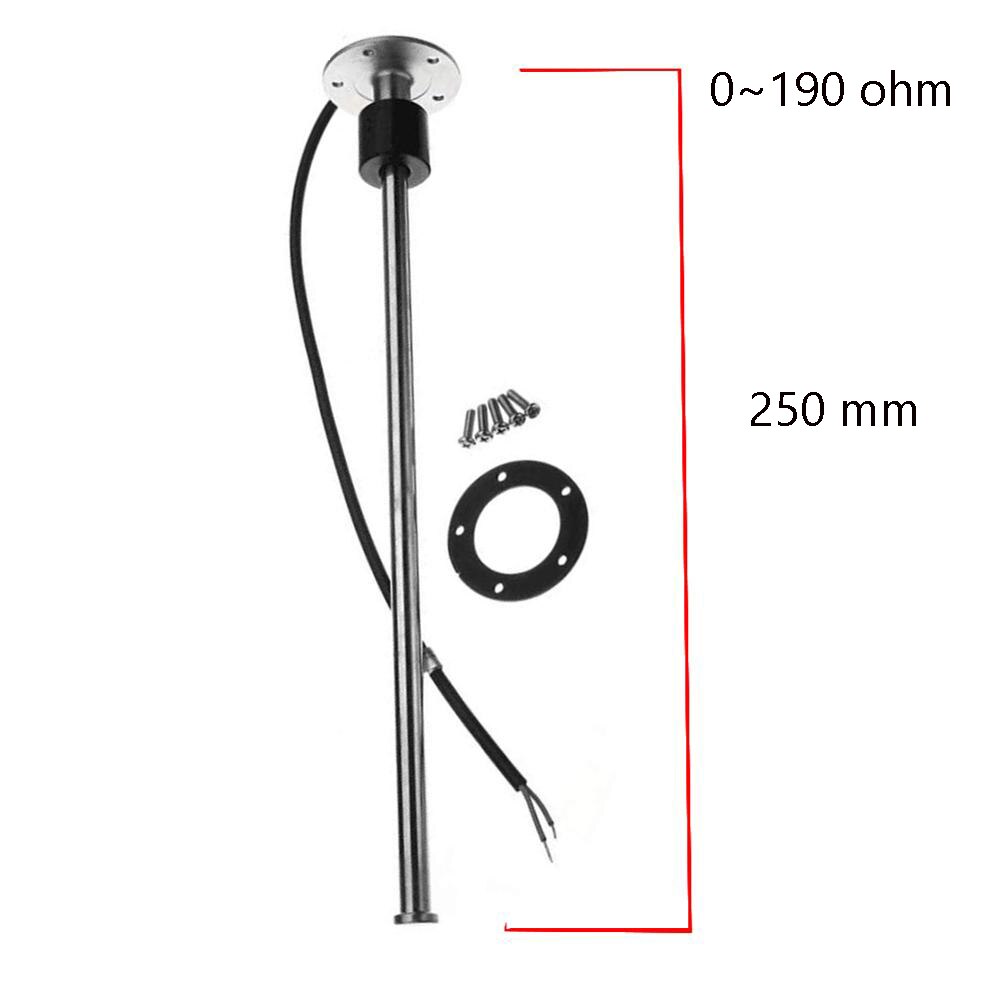 Stainless Steel Fuel Sender Unit 0~190 ohm or 240~33 ohm for Fuel Level Sensors Water Level Sensors with 600 to 150mm: 250mm  0190ohm