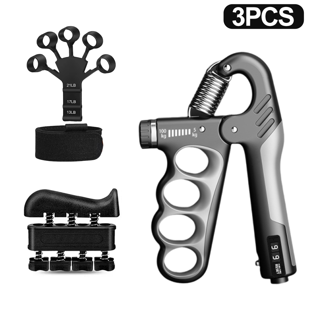 5-100Kg Adjustable Heavy Hand Gripper Fitness Hand Exerciser Grip Wrist Training Finger Gripper Hand Strengthener For Patient: Brown