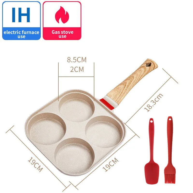 4- huls omeletpande stegegryde med låg fortykket bøfpande brød morgenmadsmaskine induktion universal nonstick æggepandekage: Grøn