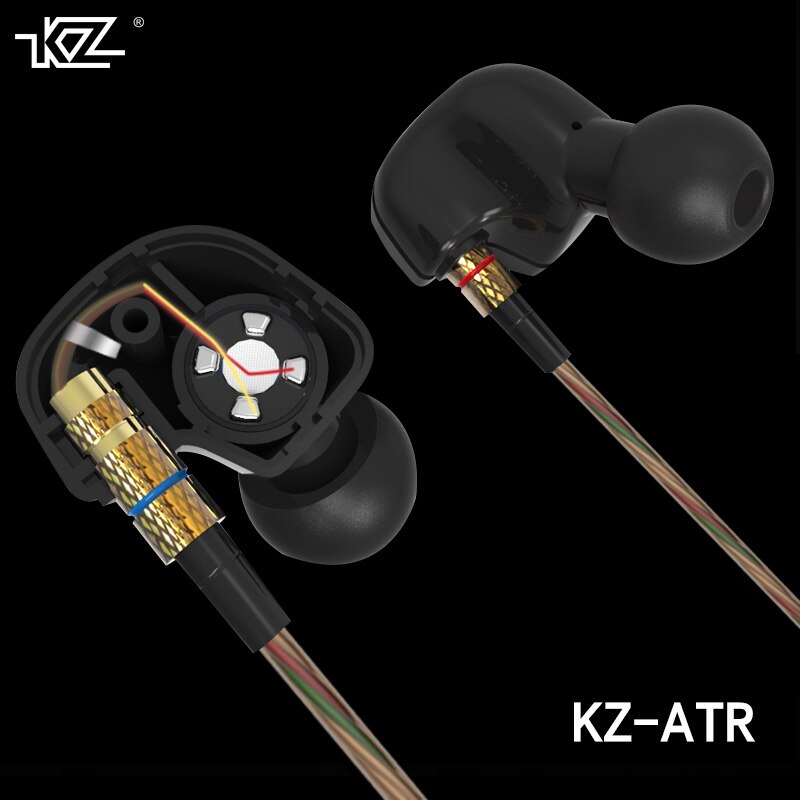Kz ate atr edr 1 kobber driver hifi sport in ear sports øretelefon til løb med mikrofon