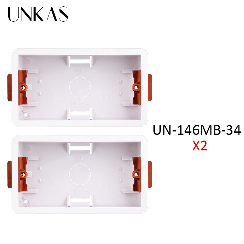 UNKAS Dry Lining Box For Gypsum Board / Drywall / Plasterboad 34mm Depth Wall Switch Socket 86mm / 146mm / 172mm Cassette: 2 Unit 146MB-34