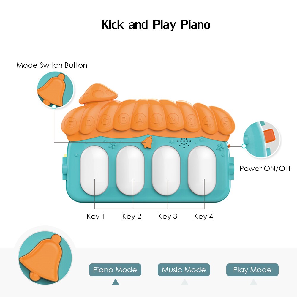 2 em 1 Bebê Chutar e Tocar Piano Ginásio Esteira do Jogo Rastejando Mat Rack de Aptidão Música Rack Da bateria Brinquedo Educativo Cedo para 0 ~ 36 Meses Os Bebês