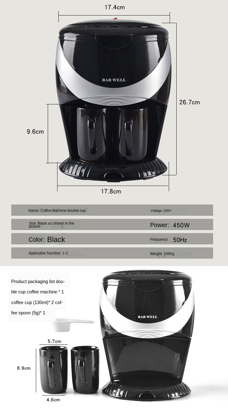 American Coffee Maker Household Small Automatic All-in-One Steam Drip Mini Coffee Machine Electric Single and Double Cups